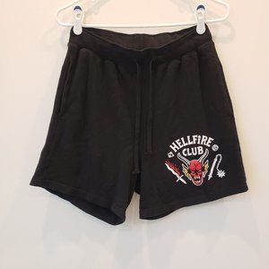 Stranger Things Netflix Hellfire Club Black Cotton Shorts Size Small